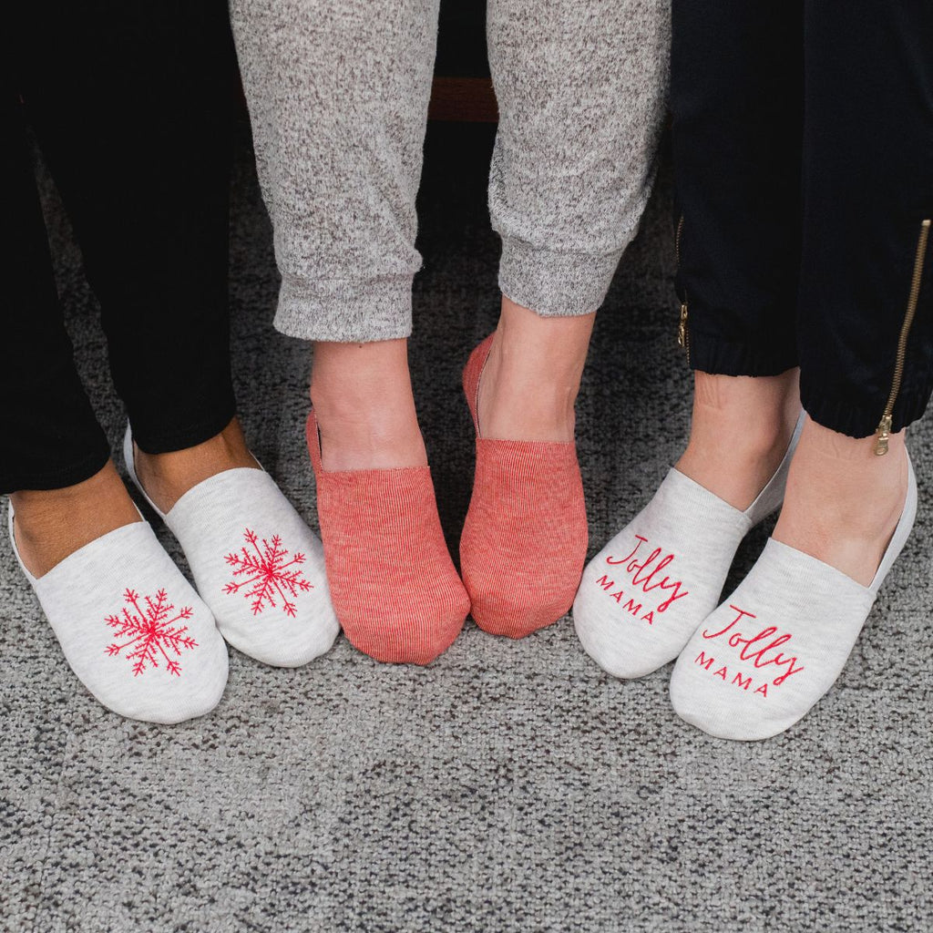 Holiday No Show Cushion Lounge Socks with Grippers