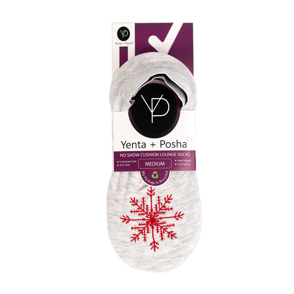 Holiday No Show Cushion Lounge Socks with Grippers