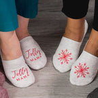 Holiday No Show Cushion Lounge Socks with Grippers