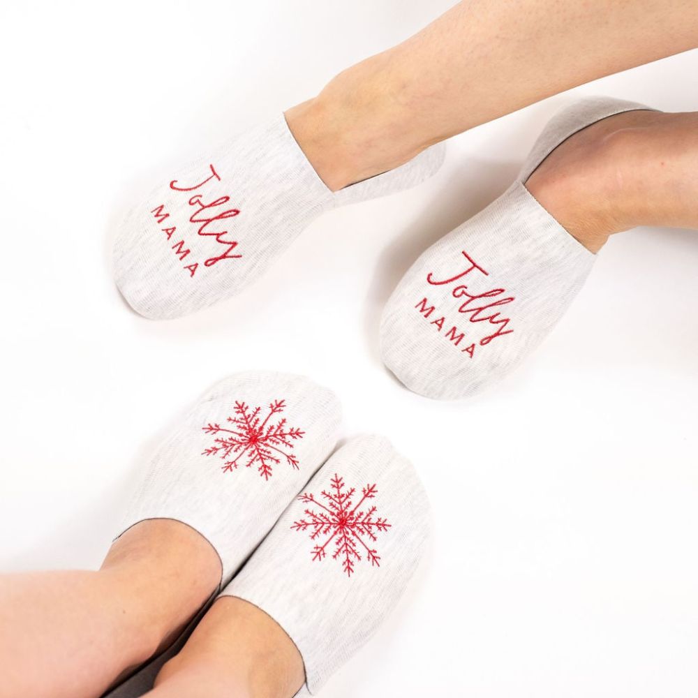 Holiday No Show Cushion Lounge Socks with Grippers