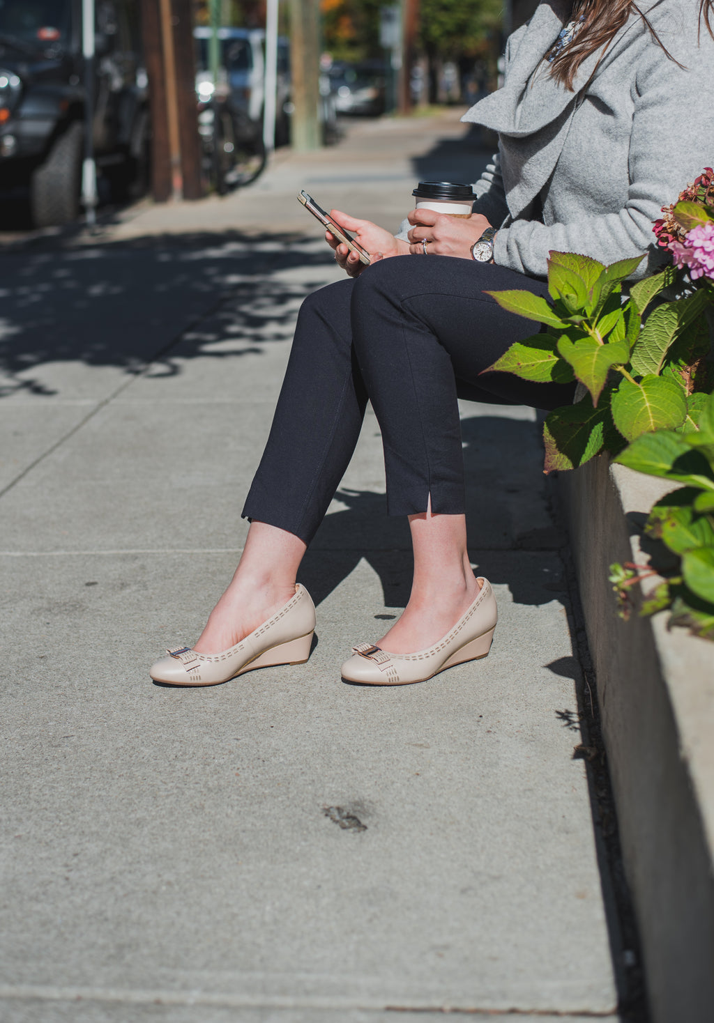 Modern Wedge with Cut Out Pattern and Bow