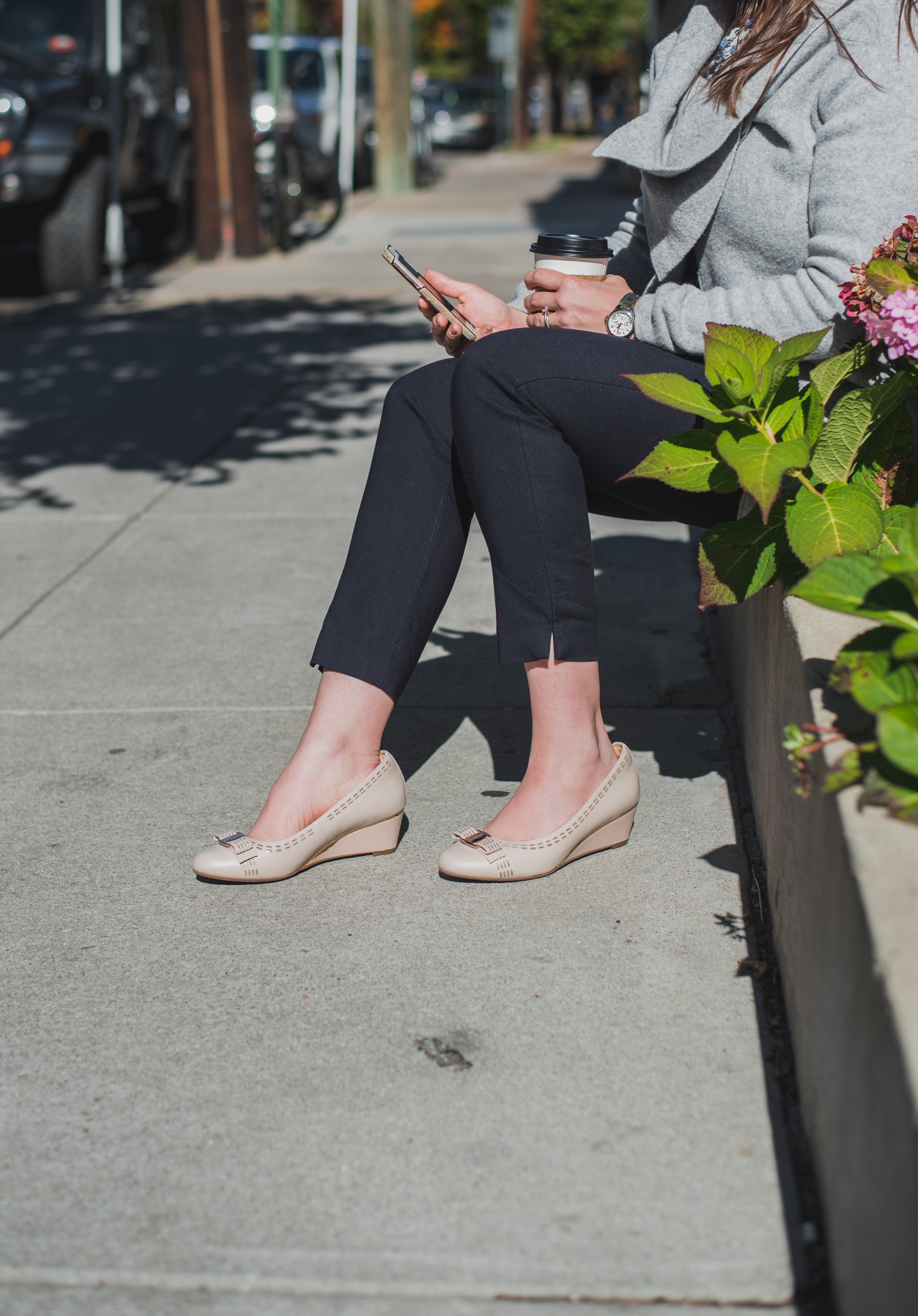 Modern Wedge with Cut Out Pattern and Bow